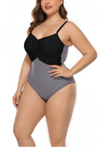 One-Pieces Women's One Piece Swimsuits Ruched Tummy Control Bathing Suits Plus Size Swimwear - CL193N05NNL $20.64