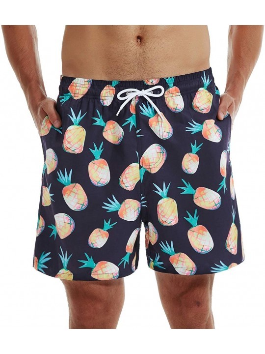 Trunks Men's Swim Shorts Quick Dry Athletic Beach Trunks with Pockets - Yellow Pineapple - CO19D3KMRNC $23.09
