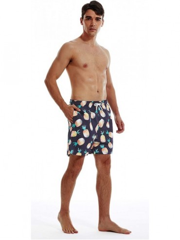 Trunks Men's Swim Shorts Quick Dry Athletic Beach Trunks with Pockets - Yellow Pineapple - CO19D3KMRNC $23.09