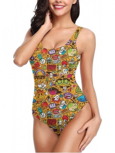Sets Women's Sexy Backless One Piece Swimsuit Cartoon Dinosaur Swimwear for Women - Cartoon Design 1 - CP18Y8XN73T $42.29