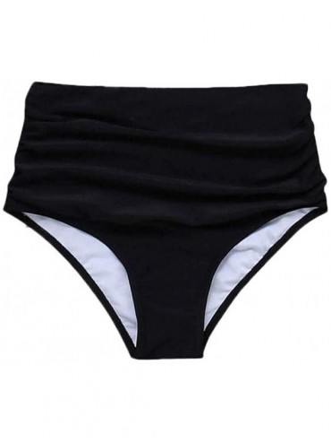Tankinis Leopard Print Swim Pants Swimwear Womens High Waist Bikini Bottoms Sexy Push Up Brazilian Swimsuit Maillot Black - C...