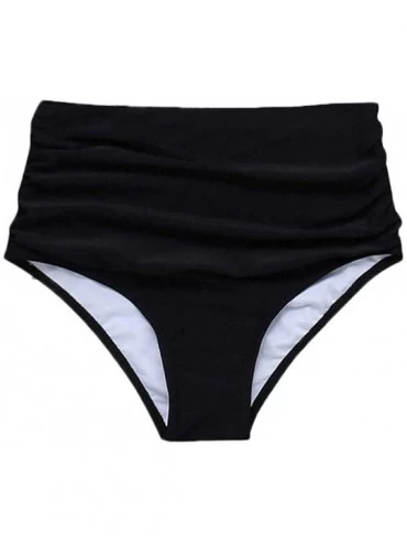 Tankinis Leopard Print Swim Pants Swimwear Womens High Waist Bikini Bottoms Sexy Push Up Brazilian Swimsuit Maillot Black - C...