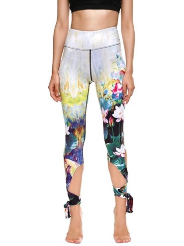 Sets Women's Casual Sports Fitness Running High Waist Print Ballet Strappy Yoga Pants - Green - C8198UO0XAR $31.69