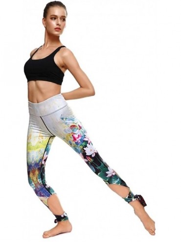 Sets Women's Casual Sports Fitness Running High Waist Print Ballet Strappy Yoga Pants - Green - C8198UO0XAR $31.69