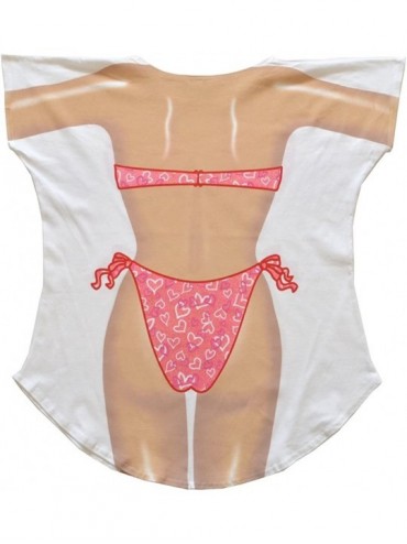 Cover-Ups Hearts Bikini Cover-Up Ladies T-Shirt Size M/L - CZ11VZ37JCF $23.13