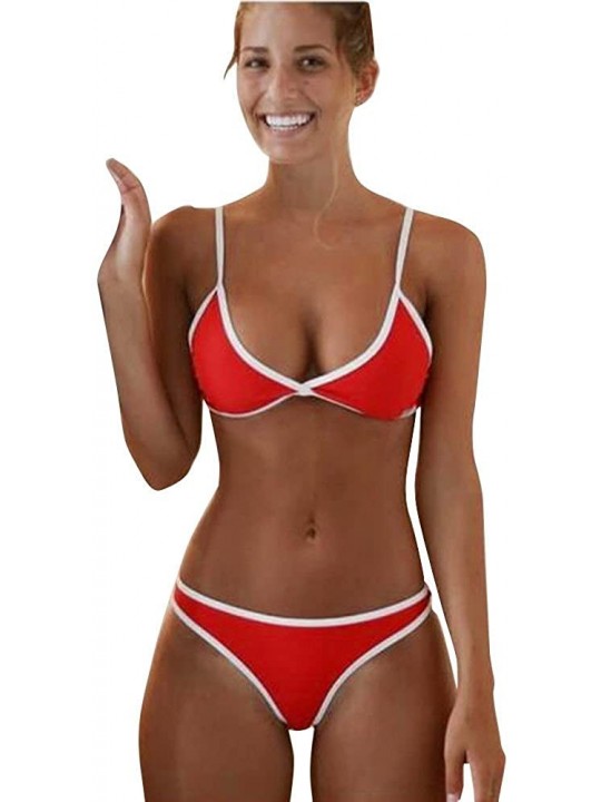 One-Pieces Women One Piece Swimsuit High Neck Plunge Mesh Ruched Monokini Swimwear - E-red - CF194EAUQMG $13.51
