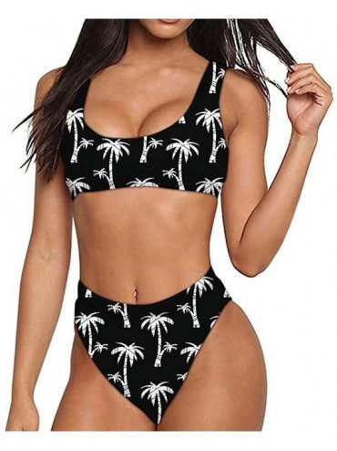 Sets Fashion Printed Swimsuits Crop Scoop Top High Waist Sporty 2 Piece Bikinis for Women - Pattern 6 - C818R97CX6Q $60.48