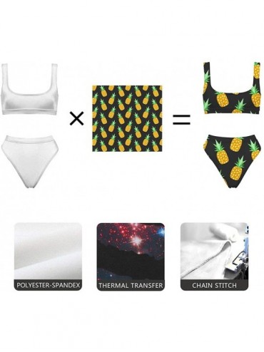 Sets Fashion Printed Swimsuits Crop Scoop Top High Waist Sporty 2 Piece Bikinis for Women - Pattern 6 - C818R97CX6Q $35.96