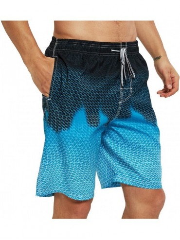 Board Shorts Mens Swim Trunks Quick Dry Board Short Pants with Pockets and Mesh Lining Beach Swimwear Bathing Suits - Blue La...