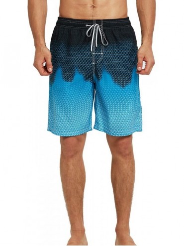Board Shorts Mens Swim Trunks Quick Dry Board Short Pants with Pockets and Mesh Lining Beach Swimwear Bathing Suits - Blue La...