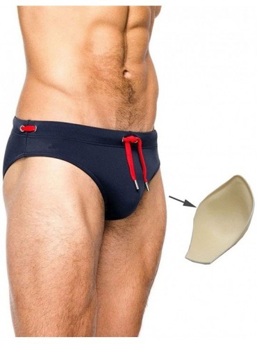 Briefs Men's Athletic Swimwear Briefs Sexy Low Rise Swimwear Underwear with Underwear Pad - 1-dblue - CM18ISRTDR3 $30.50