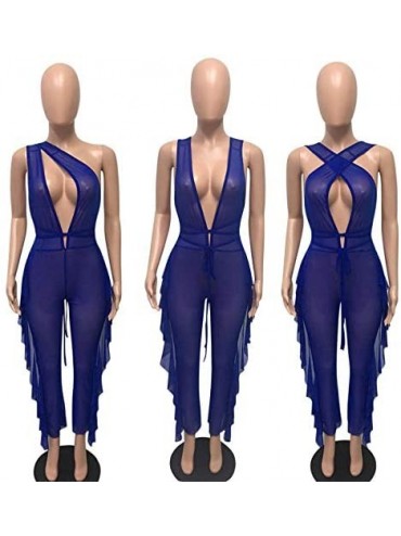 Sets Women See Through Sheer Mesh Bandage Two Piece Bikini Cover Up Hoodie Crop Tops and Legging Pants Blue jumpsuits - CK18H...