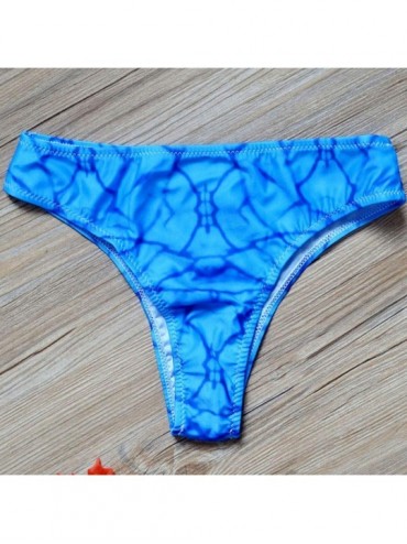 Tankinis Ladies Printed Thong Sexy Bikini Bottoms Bathing Beach Wear for Women Summer Swimsuit - Blue - CV196UKMC3Q $10.11
