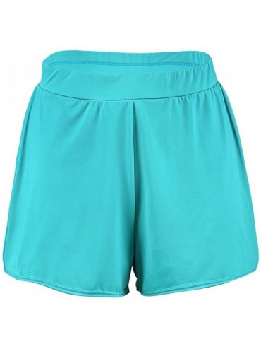 Board Shorts Women's Swim Shorts Boyleg Solid Color A-line Swimwear Beach Shorts - Light Green 2 - CM180CQSRNA $15.44