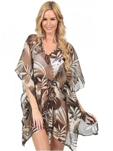 One-Pieces Swimsuit Cover up Poncho - Brown - C9125U4AM9P $32.97
