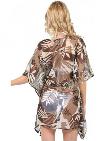 One-Pieces Swimsuit Cover up Poncho - Brown - C9125U4AM9P $16.04