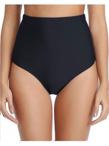 Tankinis Women's Retro High Waisted Bikini Bottoms Tummy Control Tankini Shorts - Black - C118YK685AZ $13.75
