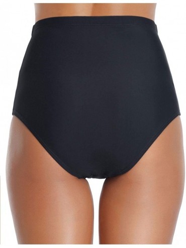 Tankinis Women's Retro High Waisted Bikini Bottoms Tummy Control Tankini Shorts - Black - C118YK685AZ $13.75