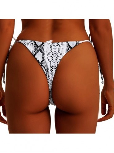 Sets Women's Sexy Halter Thong Bikini Bottom Micro String Tanning Bikini Bottom Swimsuit - Whitesnake - CD197ROUOHQ $15.81