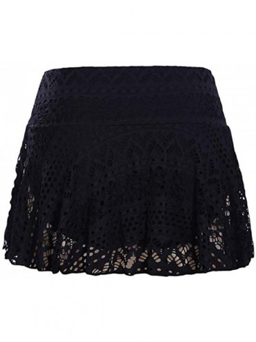 Bottoms Women's Lace Crochet Hollow Out Swimdress Bikini Tankini Bottom Swim Skirt Shorts Trunks(S-2XL) - Black - CZ18N6U49TC...