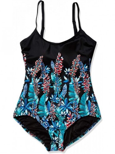 One-Pieces Women's Over The Shoulder One Piece Swimsuit - Black//Prairie Dreams - CB18KN3332I $22.52