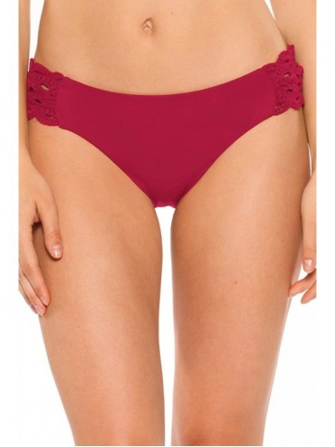 Bottoms Women's Spiritual Tab Side Hipster Bikini Bottom - Crimson - CS18HMUO267 $50.87