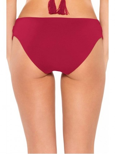 Bottoms Women's Spiritual Tab Side Hipster Bikini Bottom - Crimson - CS18HMUO267 $25.77