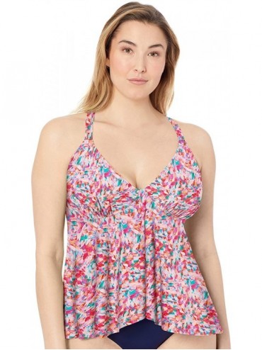 Tankinis Women's Plus Size Harper Fly Away Tankini Top Swimsuit - Kaleidoscope - C618GWH9UKO $64.77