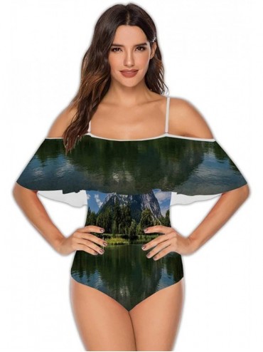 One-Pieces Sacral Chakra-Womens Flounce Off-Shoulder One-Piece Swimsuits Bathing Suit S - Multi 38 - C5199DWIO0I $40.45