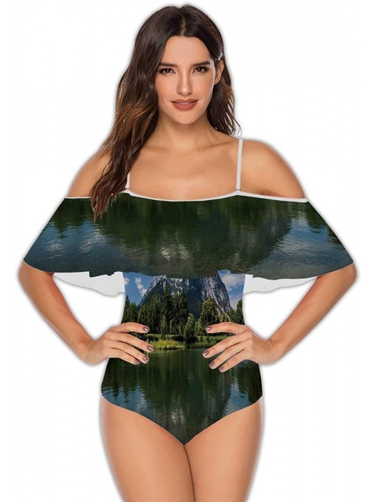 One-Pieces Sacral Chakra-Womens Flounce Off-Shoulder One-Piece Swimsuits Bathing Suit S - Multi 38 - C5199DWIO0I $40.45