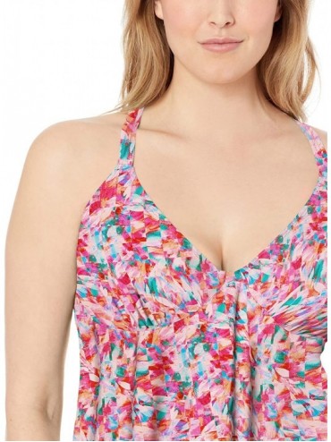 Tankinis Women's Plus Size Harper Fly Away Tankini Top Swimsuit - Kaleidoscope - C618GWH9UKO $58.45