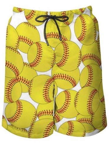 Board Shorts Men's Quick Dry Swim Trunks Breathable Beach Board Shorts Bathing Suit - Softball Yellow - CQ199QELG5Z $27.54
