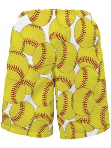 Board Shorts Men's Quick Dry Swim Trunks Breathable Beach Board Shorts Bathing Suit - Softball Yellow - CQ199QELG5Z $27.54
