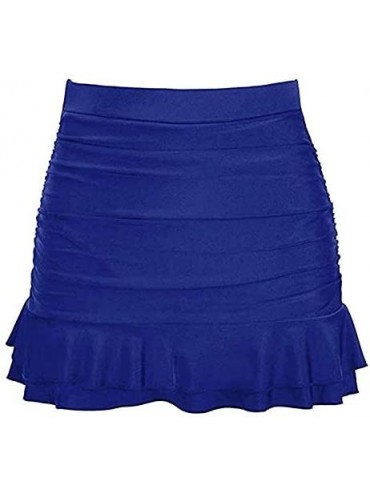Tankinis Swim Skirt Bottoms for Women Women's Skirted Bikini Bottom High Waisted Shirred Swim Bottom Ruffle Swim Skirt Blue -...