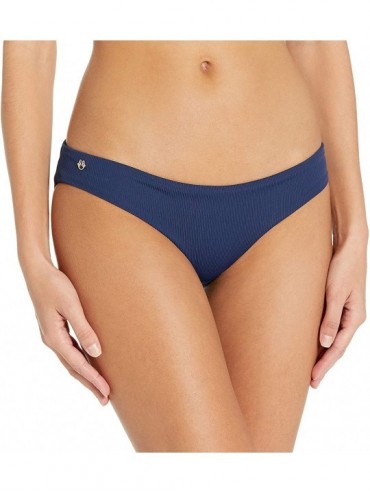 Bottoms Women's Sublime Reversible Hipster Cut Bikini Bottom Swimsuit - Ink Blue Rib/Pink Stripe - CH18XNZMCAS $35.19