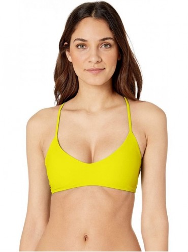 Tops Women's Smoothies Alani Solid Strappy Back Halter Bikini Top Swimsuit - Citrus - C018HWOCEQI $78.16