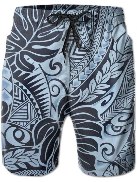 Board Shorts Men's Slim Fit Quick Dry Swim Trunks Fashion 3D Printed Beach Board Shorts - Polynesian Tattoo Tapa Designs in B...