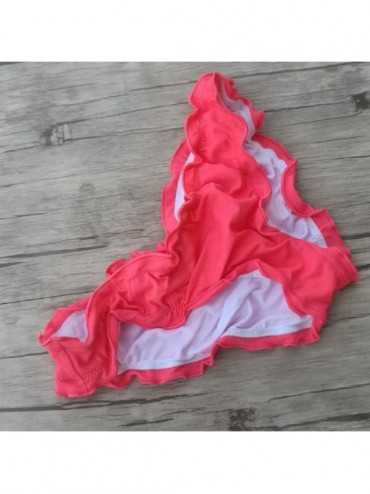Bottoms Women's Ruffle Wavy Bikini Bottom Low Rise Hipster Allure Swimsuit - Red - CW122FIAY5B $15.54