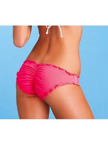 Bottoms Women's Ruffle Wavy Bikini Bottom Low Rise Hipster Allure Swimsuit - Red - CW122FIAY5B $15.54