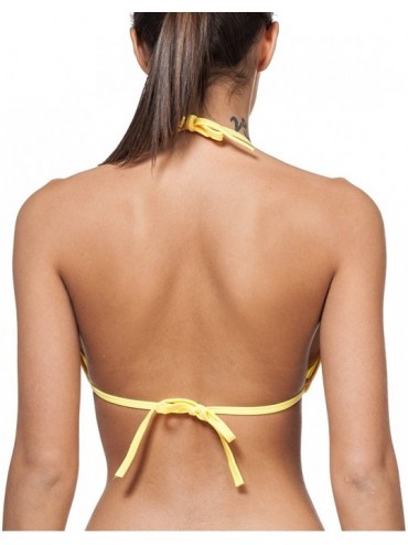 Tops Women's New Liquid or Shiny String Bra Swimsuit Top - Yellow - CV11K5NO8M5 $15.62