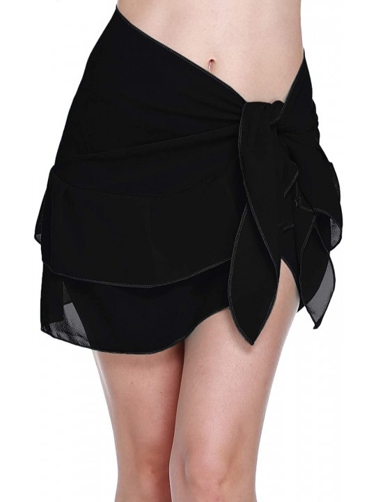 Cover-Ups Women's Beach Cover up Short Sarong Dress Pareo Ruffle Swim Skirts Bathing Suit Bikini Chic Wrap Chiffon Shawl - Ch...