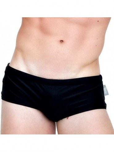Briefs Men Swimwear Solid Black Color Sports Swim Boxer Briefs Bikini Swimsuits - C1182S4GXS3 $58.97