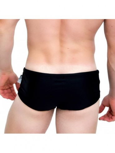 Briefs Men Swimwear Solid Black Color Sports Swim Boxer Briefs Bikini Swimsuits - C1182S4GXS3 $24.98