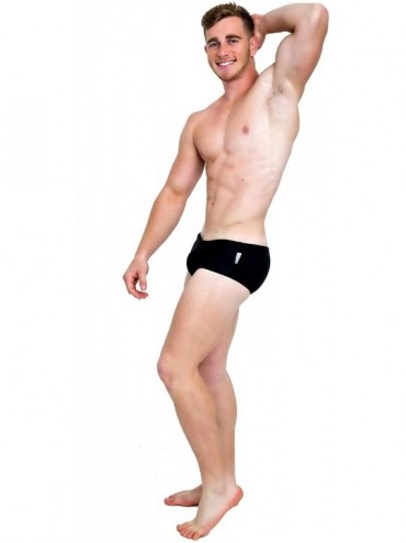 Briefs Men Swimwear Solid Black Color Sports Swim Boxer Briefs Bikini Swimsuits - C1182S4GXS3 $24.98