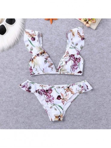 Sets Bikini Swimsuit for Women- Floral Print Bikini Set Swimming Two Piece Swimsuits Swimwear Beach Suit high Waisted Bikini ...