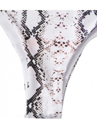 Sets Women's Sexy Bikini Swimsuit Tie Knot Front Leopard Print Swimwear Set - Snakeskin-white - CB1922LAXTQ $20.25