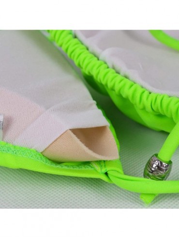 Sets Women's Triangle Bikini Set- Padded Top String Bathing Suit- Tie Side Brazilian Swimwear Bottom - Fluorescein - CA18Q74G...