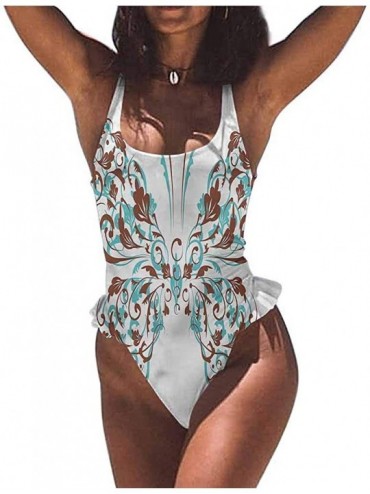 Bottoms Bathing Suit Butterflies- Nature Botanic Spring Comfortable- Cute and Sexy - Multi 15-one-piece Swimsuit - C219E7G0W8...