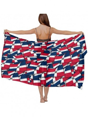 Cover-Ups Women Fashion Shawl Wrap Summer Vacation Beach Towels Swimsuit Cover Up - Dominican Republic Flag Wave - C2196U5YEK...