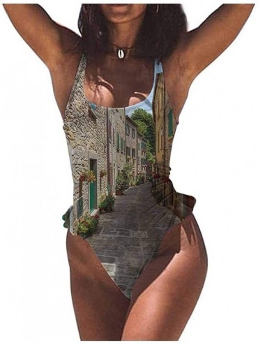 Bottoms Custom Sexy Swimwear Wanderlust- Narrow Street in Italy Great on All Body Types - Multi 05-one-piece Swimsuit - CG19E...